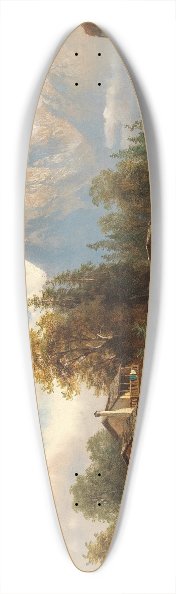 Josef Thoma - A Mill by a Mountain River, in the Background the Dachstein Massif 39.3 inch art pintail longboard deck