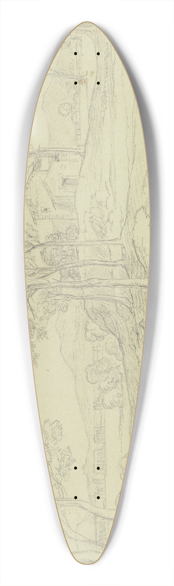 Joseph Anton Koch - Italian landscape 39.3 inch art pintail longboard deck