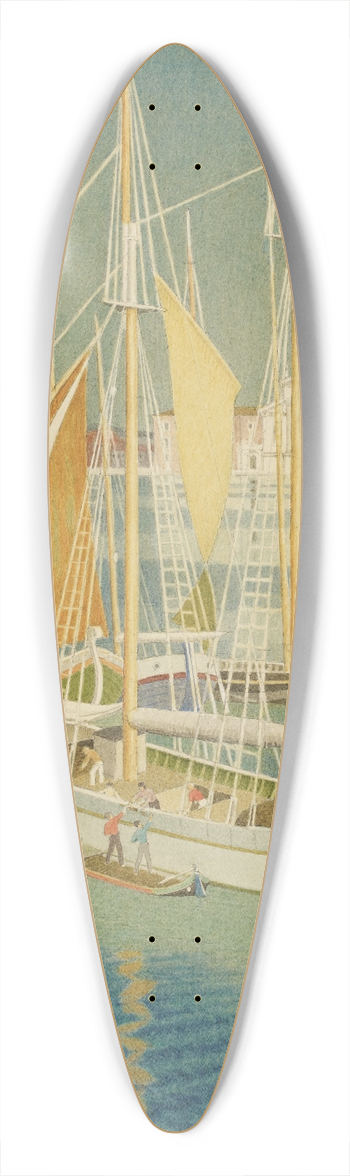 Joseph Edward Southall - Ships from the Adriatic, Venice 39.3 inch art pintail longboard deck