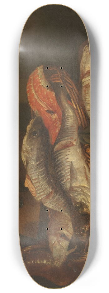 Abraham van Beyeren - Still Life with Fish 8.25 inch art skate deck