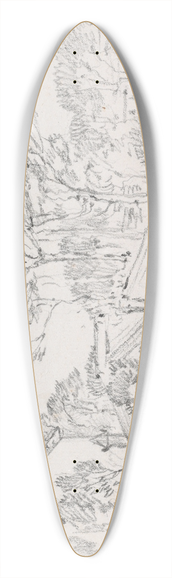 Joseph-Marie Vien - Rooftops and Umbrella Pines 39.3 inch art pintail longboard deck