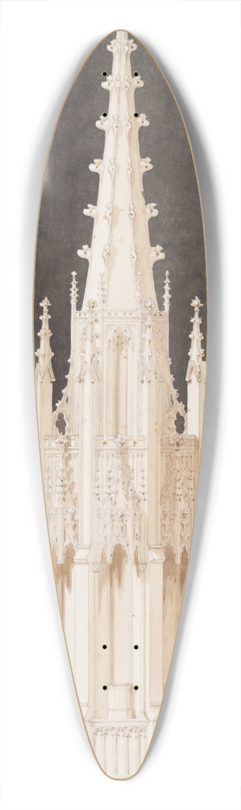 Joseph Michael Gandy - Spired Gothic Monument 39.3 inch art pintail longboard deck