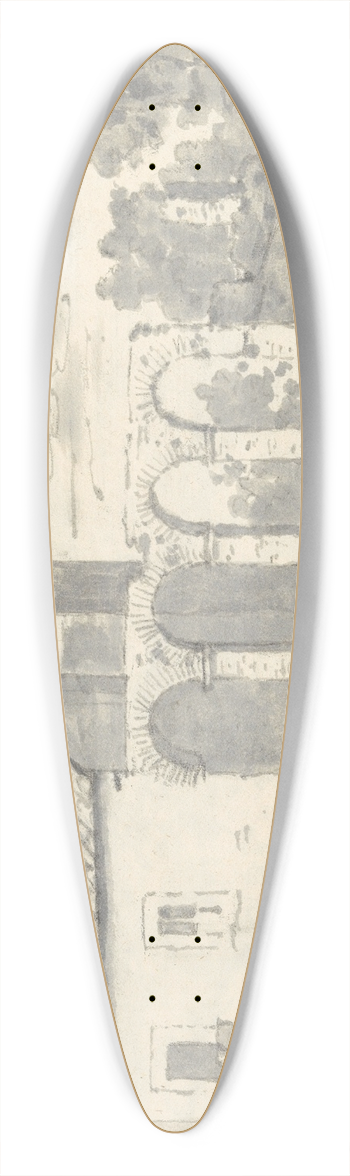 Joseph Wright of Derby - Tile Roofed Building with an Arcade 39.3 inch art pintail longboard deck