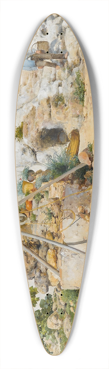 Jos Pinelo Llull - A young boy at the well 39.3 inch art pintail longboard deck