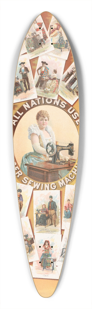 J.Ottmann Lith. Co. - All nations use Singer sewing machines 39.3 inch art pintail longboard deck