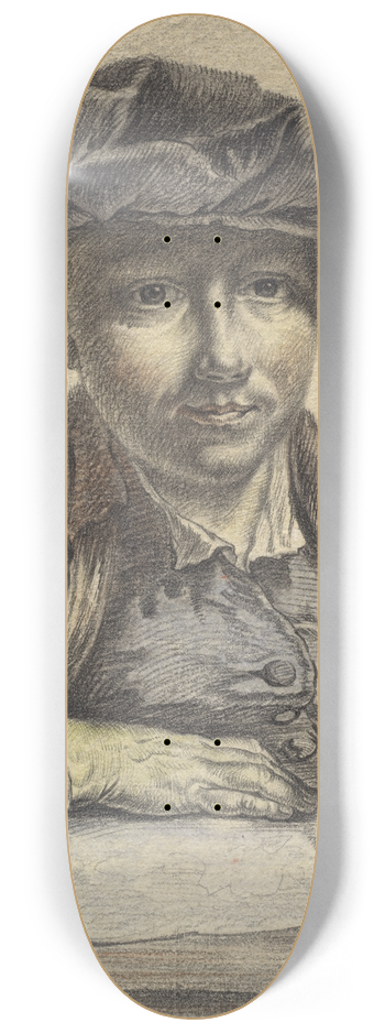 Georg Friedrich Schmidt - Self-Portrait Sketching 8.25 inch art skate deck