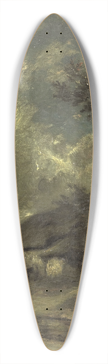 Jules Dupr - A Village by Night 39.3 inch art pintail longboard deck