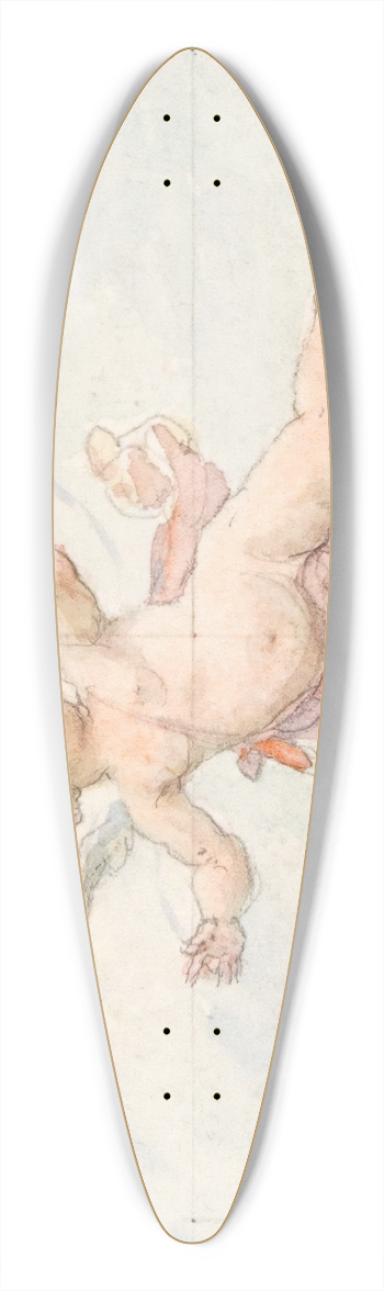 Jules-Edmond-Charles Lachaise - A winged putto 39.3 inch art pintail longboard deck