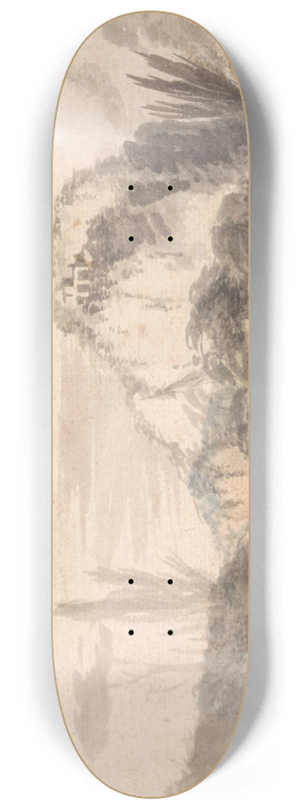 Alexander Runciman - A Temple Perched on a Rocky Outcrop Seen Across a Lake 8.25 inch art skate deck