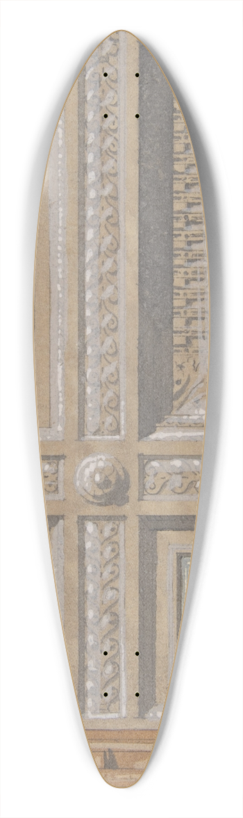 Jules-Edmond-Charles Lachaise - Design for the painted decoration of a coffered ceiling with initials; VR 39.3 inch art pintail longboard deck