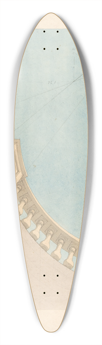 Jules-Edmond-Charles Lachaise - Perspectival study for one quadrant of a ceiling design including a trompe loeil balustrade 39.3 inch art pintail longboard deck