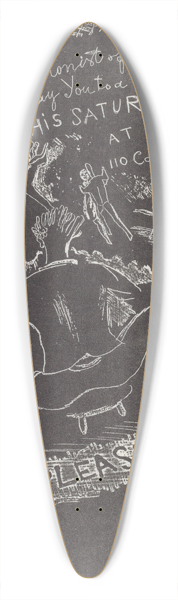 Jules Pascin - Untitled (Invitation to Party at Jules Pascins) 39.3 inch art pintail longboard deck
