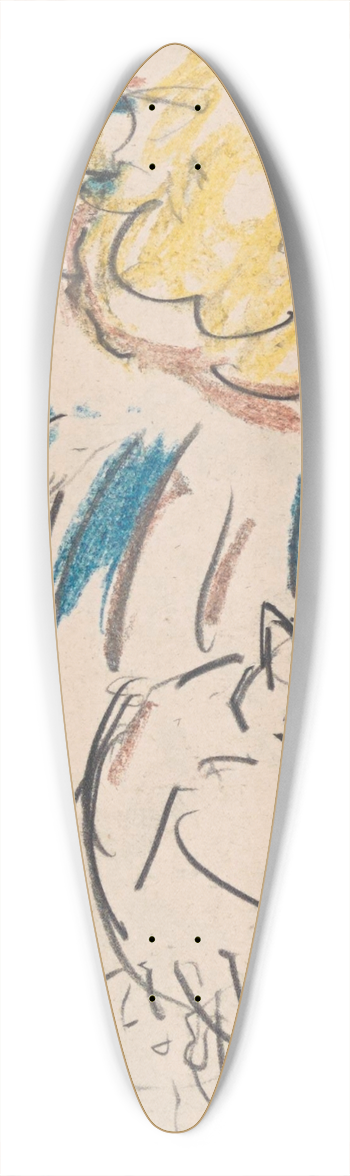 Jules Schmalzigaug - Girl with Cat 39.3 inch art pintail longboard deck