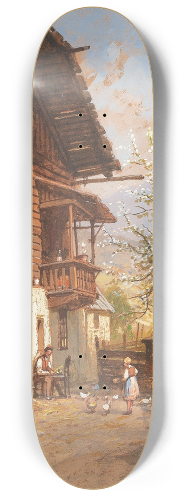 Georg Janny - Springtime on a farm 8.25 inch art skate deck