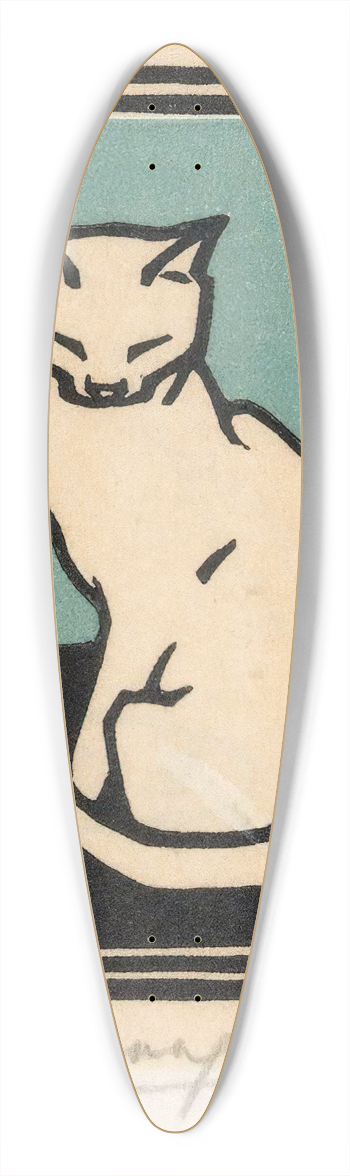 Julie de Graag - Zittende kat met gesloten ogen 39.3 inch art pintail longboard deck