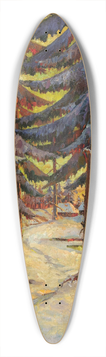 Julius Sergius Klever - Winter Evening on the Lake 39.3 inch art pintail longboard deck