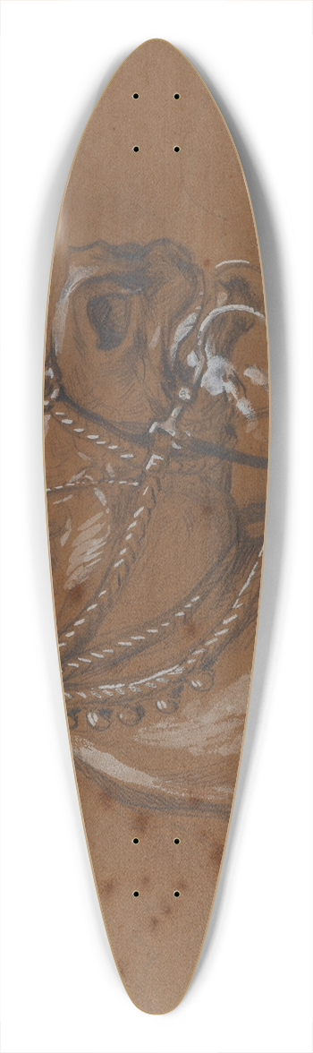 Juliusz Kossak - Study of a harnessed horse head 39.3 inch art pintail longboard deck