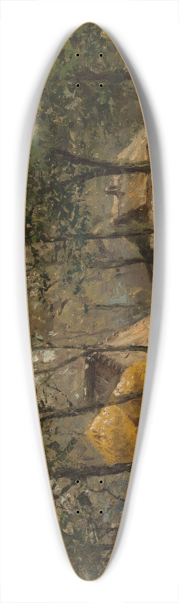 Jzef Marszewski - Landscape with houses among trees 39.3 inch art pintail longboard deck