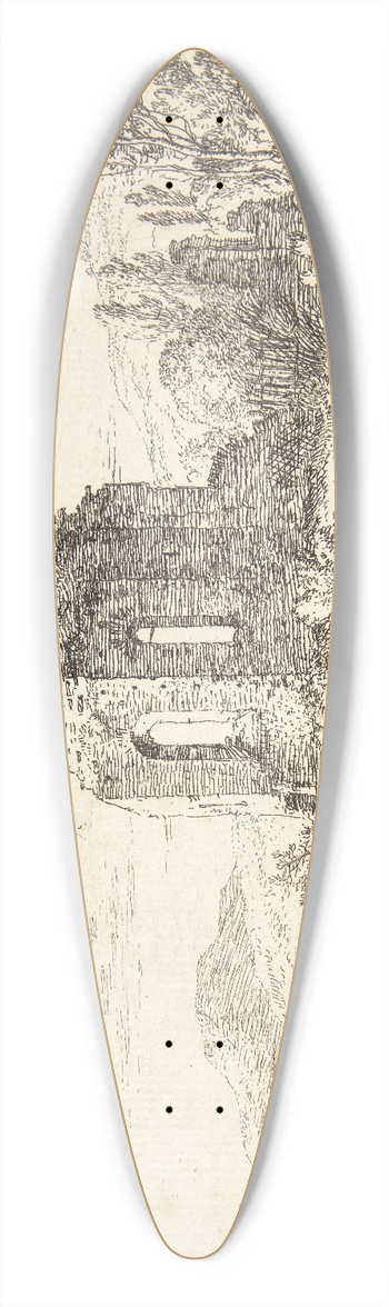 Karel Dujardin - Landskab med tempelruiner 39.3 inch art pintail longboard deck
