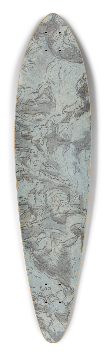 Karel krta - Apollo and the Nine Muses surrounded by Poets on Mount Parnassus 39.3 inch art pintail longboard deck