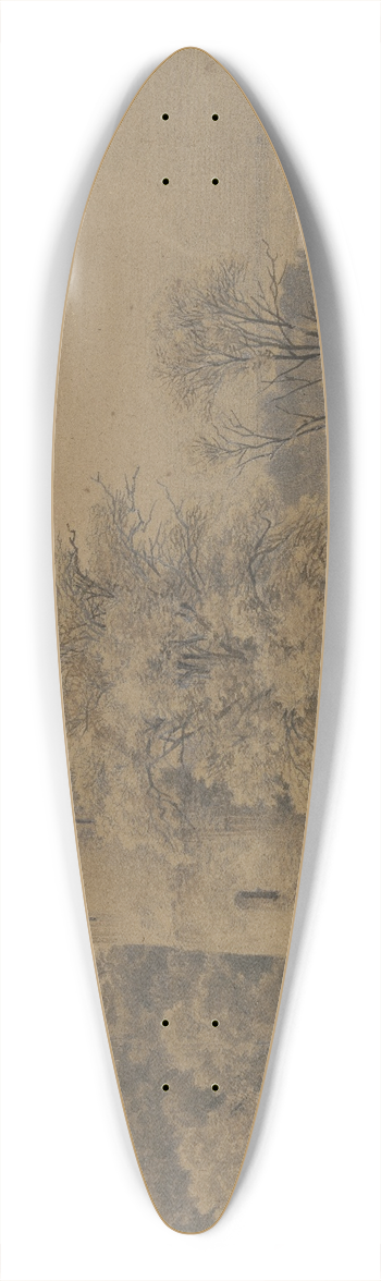 Karl Friedrich Lessing - Waldlandschaft mit Wartturm 39.3 inch art pintail longboard deck