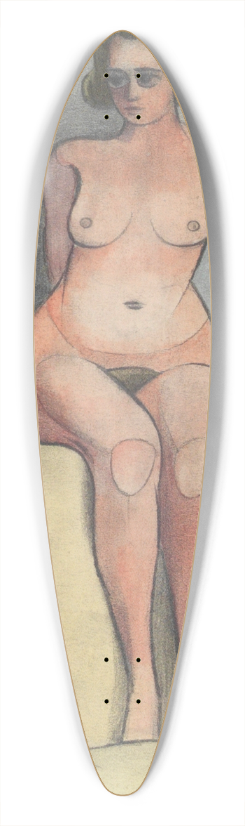 Karl Wiener - sitzender weiblicher Akt 39.3 inch art pintail longboard deck