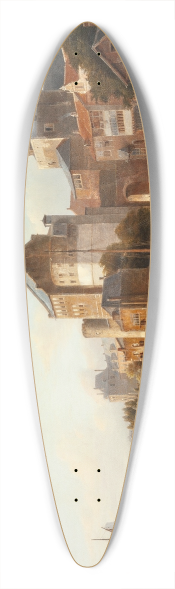 Kasparus Karsen - A view of a town by a river 39.3 inch art pintail longboard deck
