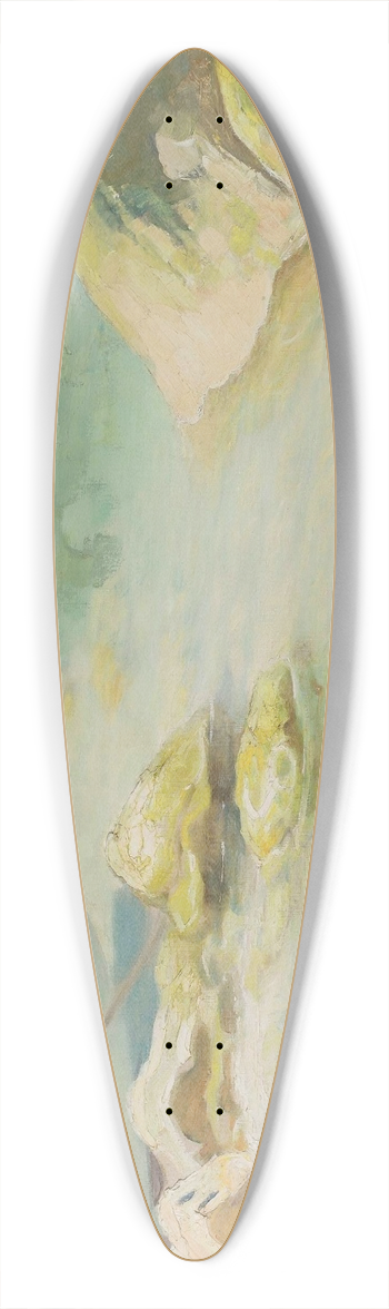 Kazimierz Stabrowski - Boat at rocky coast 39.3 inch art pintail longboard deck