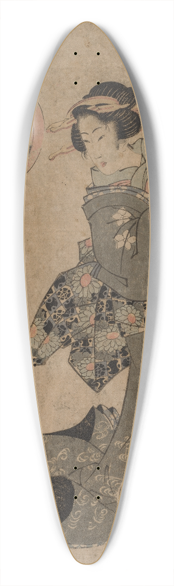 Kikukawa Eizan - Courtesan with Sake Cup and Scroll 39.3 inch art pintail longboard deck