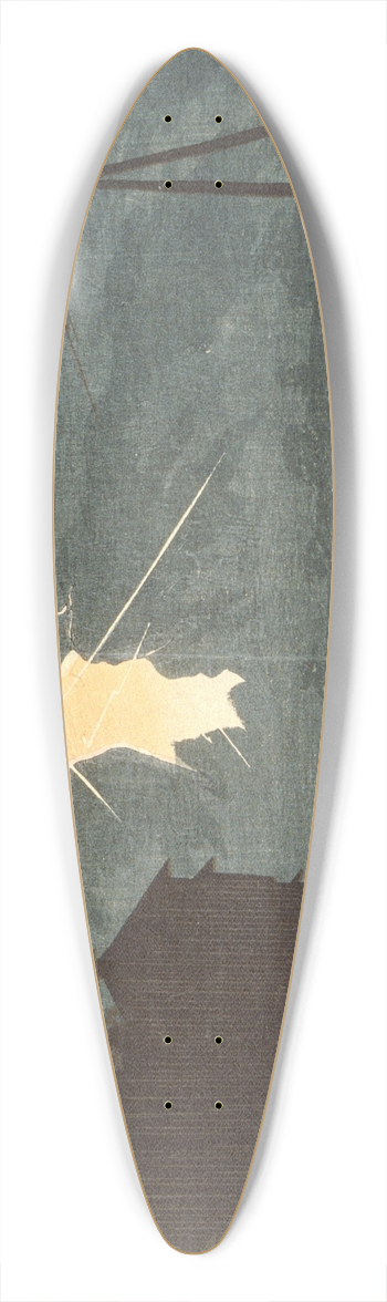 Kobayashi Kiyochika - Thunder and Lightning at Oumaya Bridge 39.3 inch art pintail longboard deck