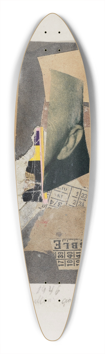 Kurt Schwitters - Collage Black Yellow and Ear 39.3 inch art pintail longboard deck