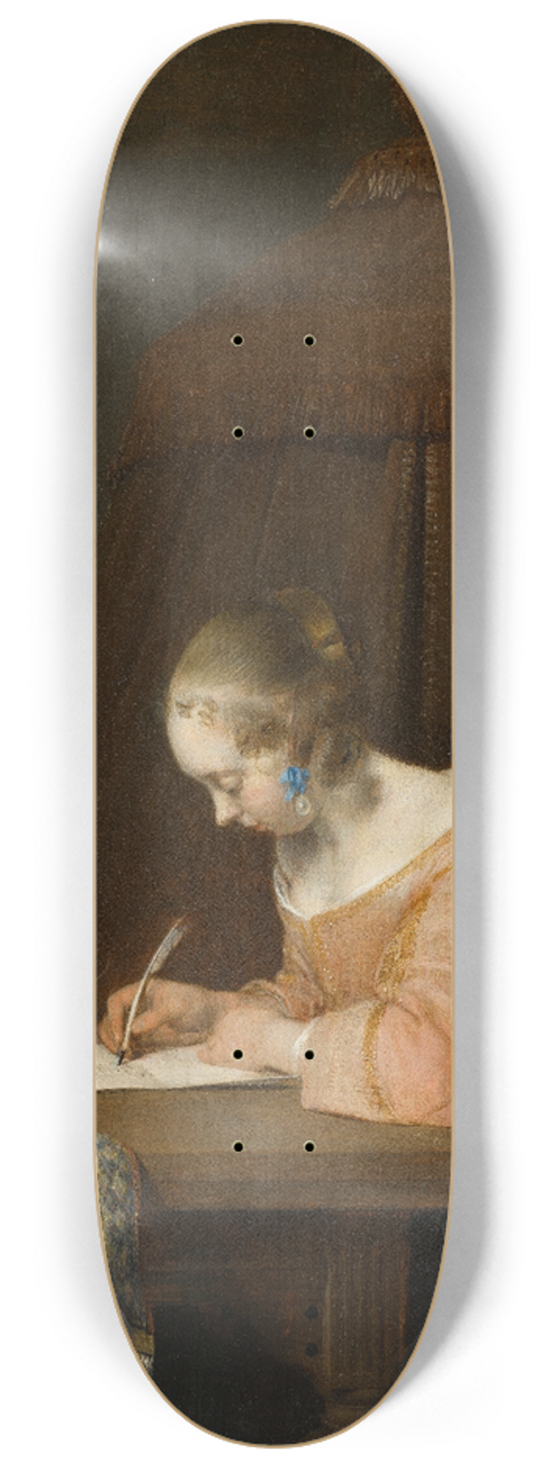 Gerard ter Borch - Woman Writing a Letter 8.25 inch art skate deck