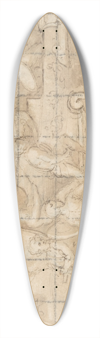 Lattanzio Gambara - Antique Naval Battle 39.3 inch art pintail longboard deck