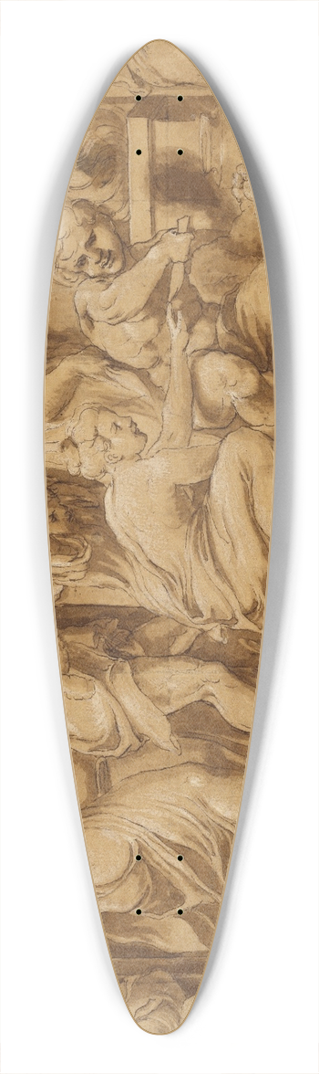 Lelio Orsi - Design for a Frieze with Worshipers Bringing Sacrificial Offerings 39.3 inch art pintail longboard deck