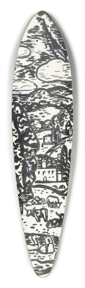 Leo Gestel - Berglandschap 39.3 inch art pintail longboard deck