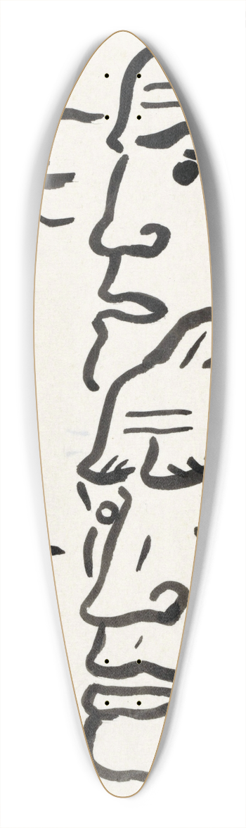 Leo Gestel - Drie mannenkoppen 39.3 inch art pintail longboard deck