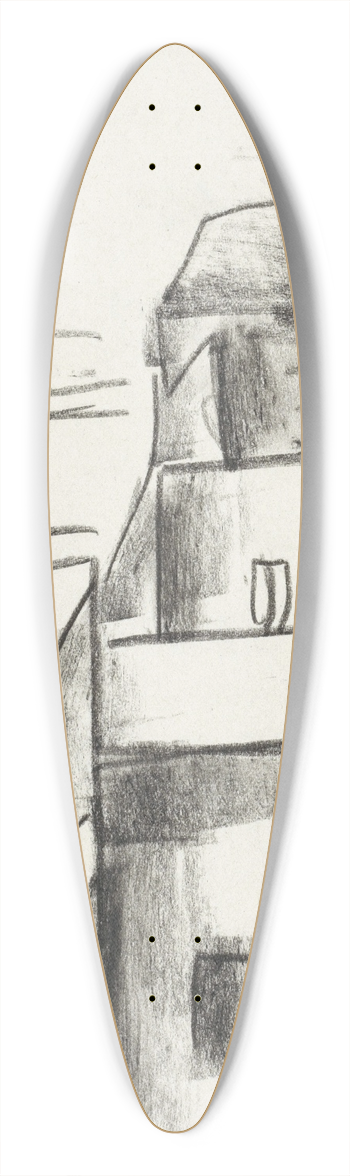 Leo Gestel - Schetsblad met huis 39.3 inch art pintail longboard deck