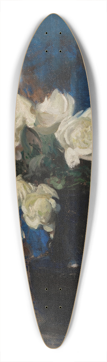 Leon Wyczkowski - White Roses 39.3 inch art pintail longboard deck