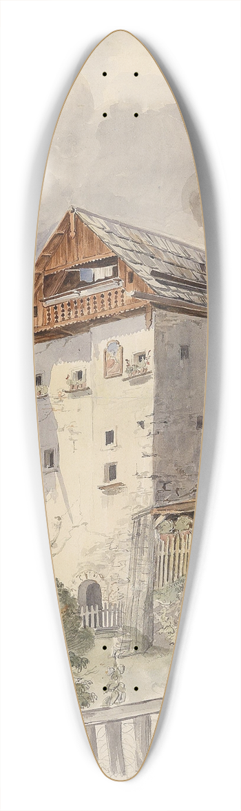 Leopold Munsch - Alte Huser in Hallstadt 39.3 inch art pintail longboard deck
