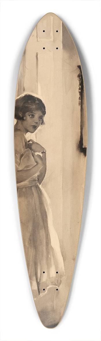 Leslie Langille Benson - The Lovers 39.3 inch art pintail longboard deck