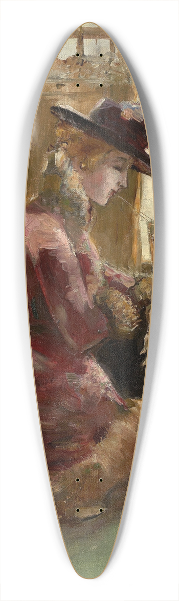 Lesser Ury - Lady in a Caf, Berlin 39.3 inch art pintail longboard deck