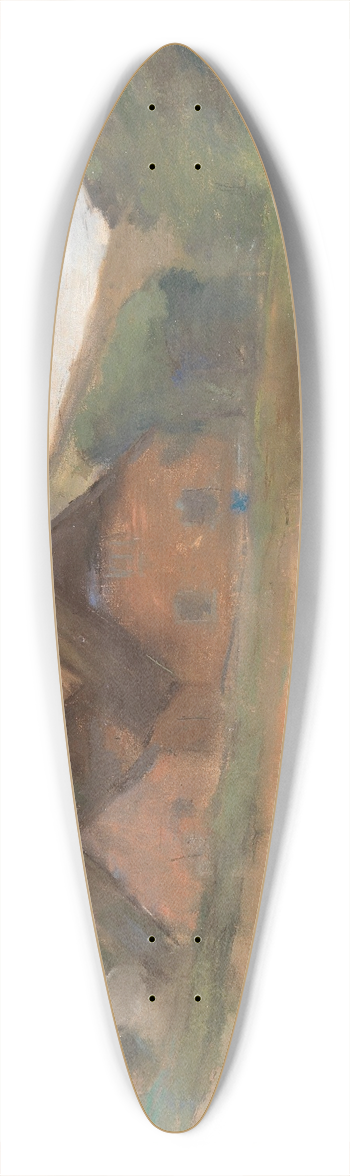 Lesser Ury - Wiesenlandschaft mit Bauernhusern (Kstendorf) 39.3 inch art pintail longboard deck