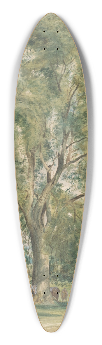 Lionel Constable - A Large Tree in a Summer Landscape, a Horse Standing at the Base 39.3 inch art pintail longboard deck