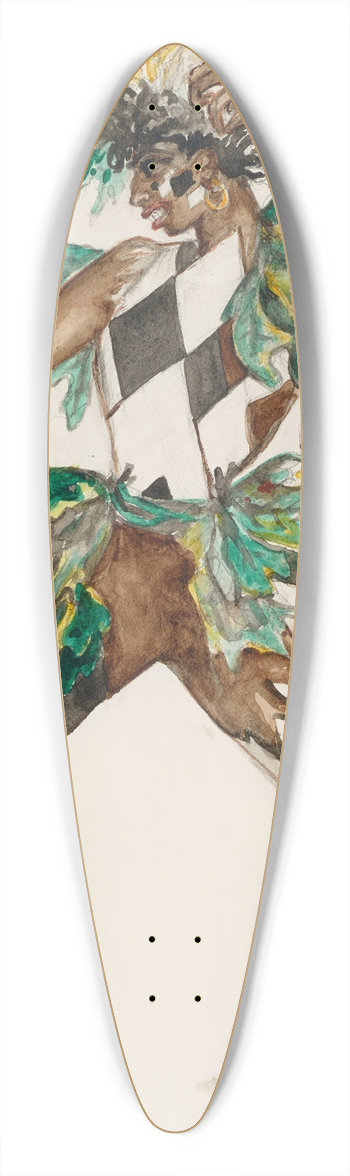 Lon Bakst - African dancer 39.3 inch art pintail longboard deck