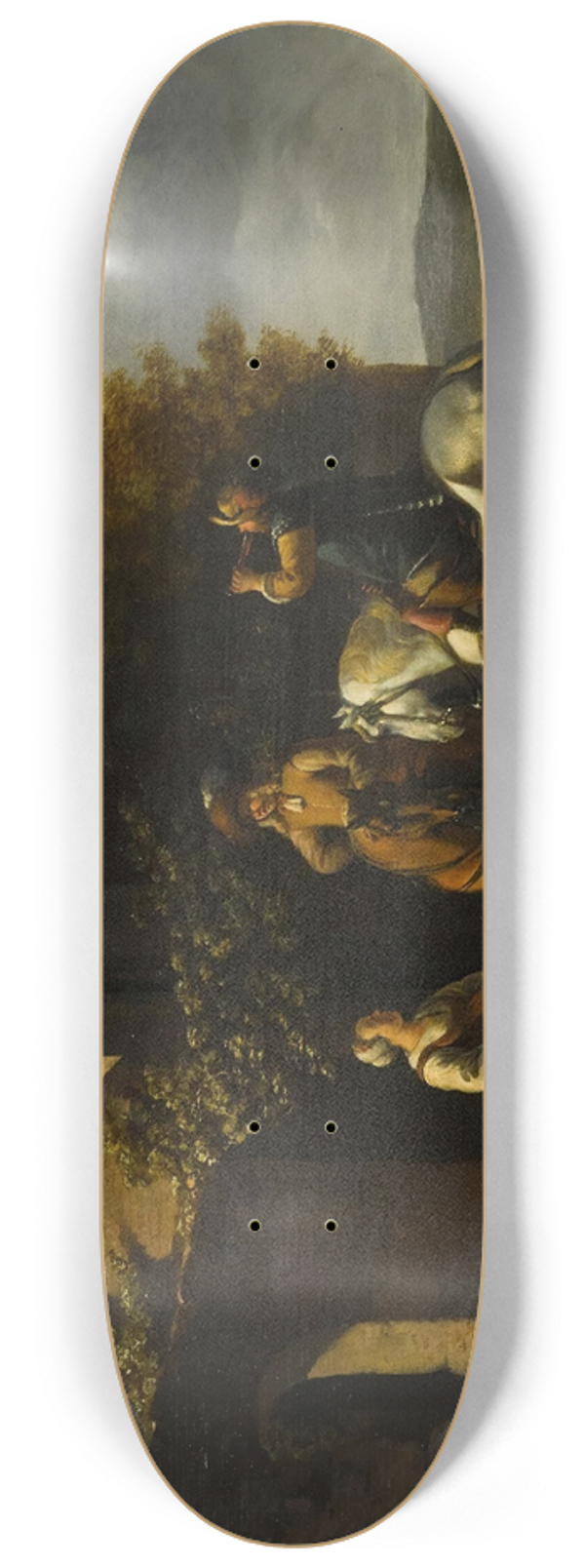 Gerrit Adriaensz. Berckheyde - Cavaliers On Horseback Resting Outside An Inn With A Courtyard Beyond 8.25 inch art skate deck