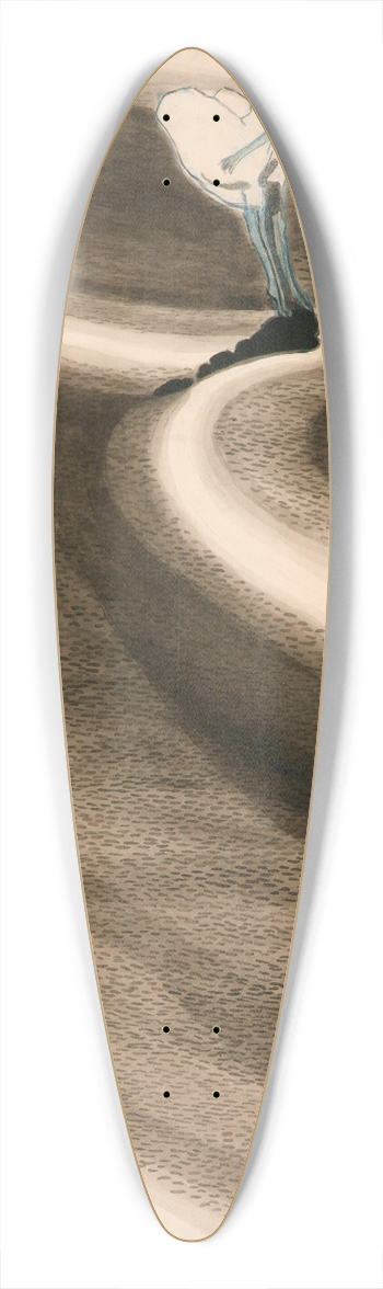 Lon Spilliaert - Fillettes devant la vague 39.3 inch art pintail longboard deck