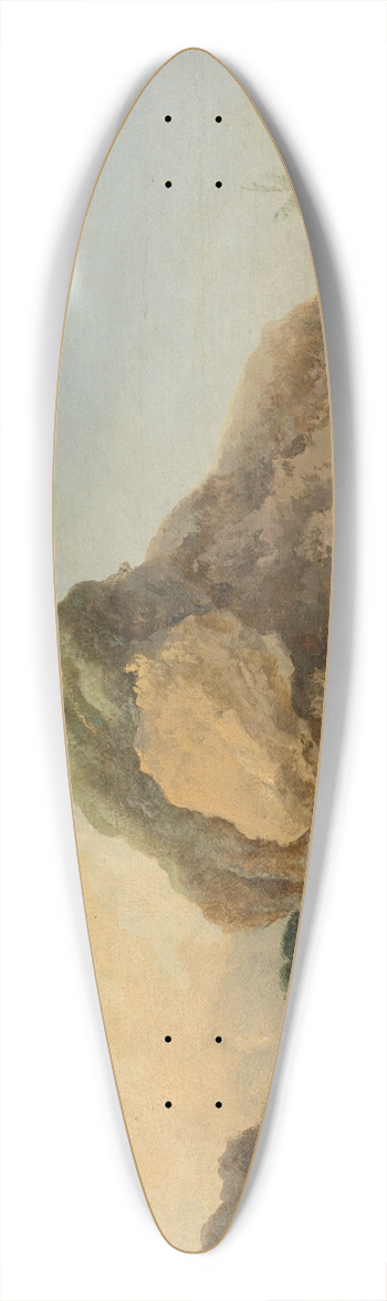 Louis Gabriel Moreau - A hilly landscape with a large rock and a shepherd and shepherdess with their flock 39.3 inch art pintail longboard deck