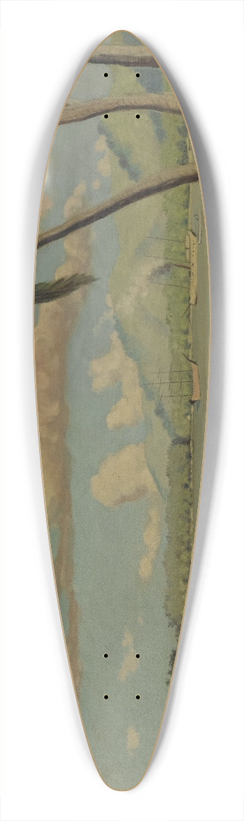Louis Michel Eilshemius - Beach at Apia,Samoa 39.3 inch art pintail longboard deck