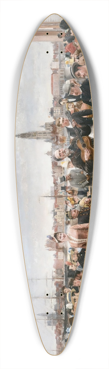 Louis Van Engelen - The Caf Belvedere, Antwerp 39.3 inch art pintail longboard deck