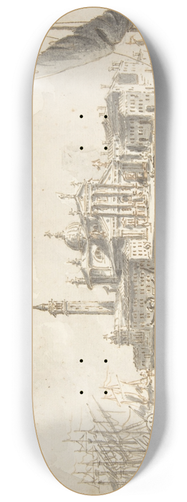 Giacomo Guardi - The Island of San Giorgio Maggiore, Venice 8.25 inch art skate deck